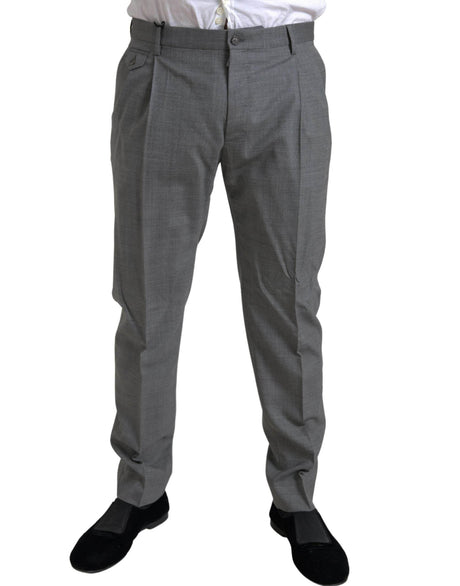 Dolce & Gabbana Gray Wool Chino Skinny Men Dress Trouser Pants - Hilstor