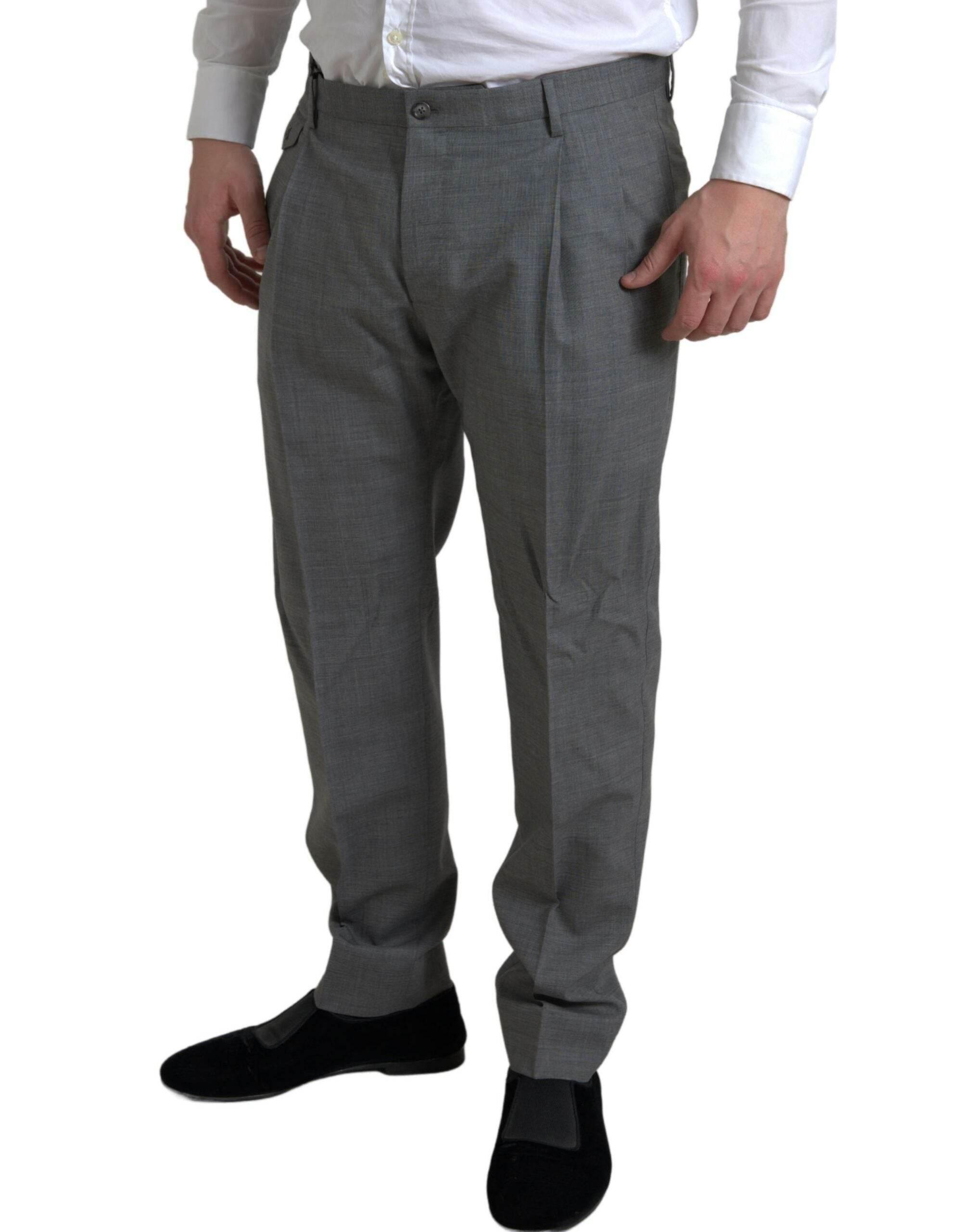 Dolce & Gabbana Gray Wool Chino Skinny Men Dress Trouser Pants - Hilstor