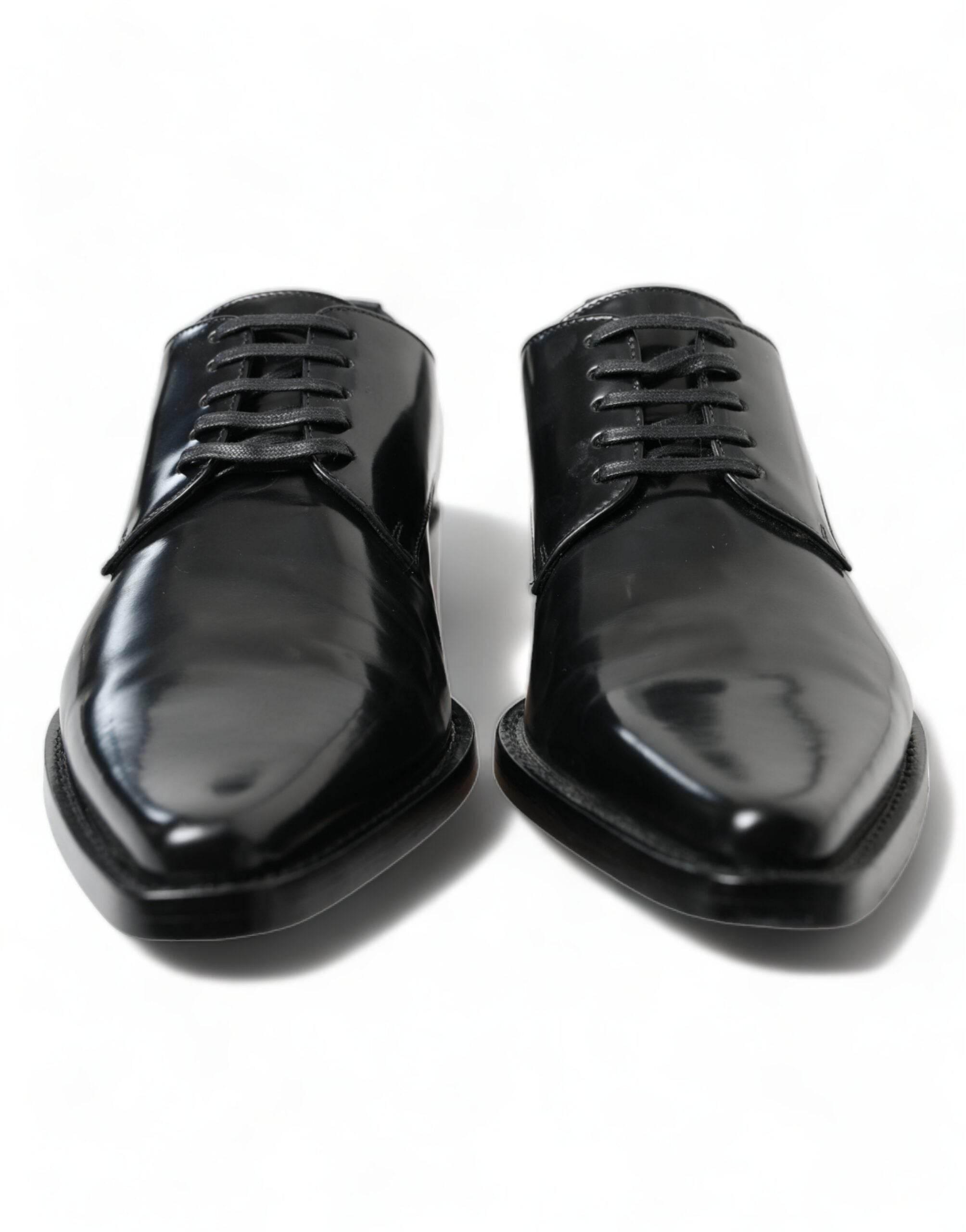 Dolce & Gabbana Elegant Black Leather Formal Flats - Hilstor