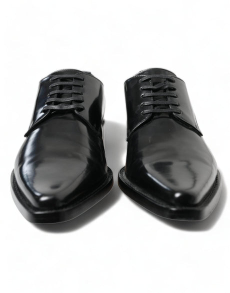 Dolce & Gabbana Elegant Black Leather Formal Flats - Hilstor