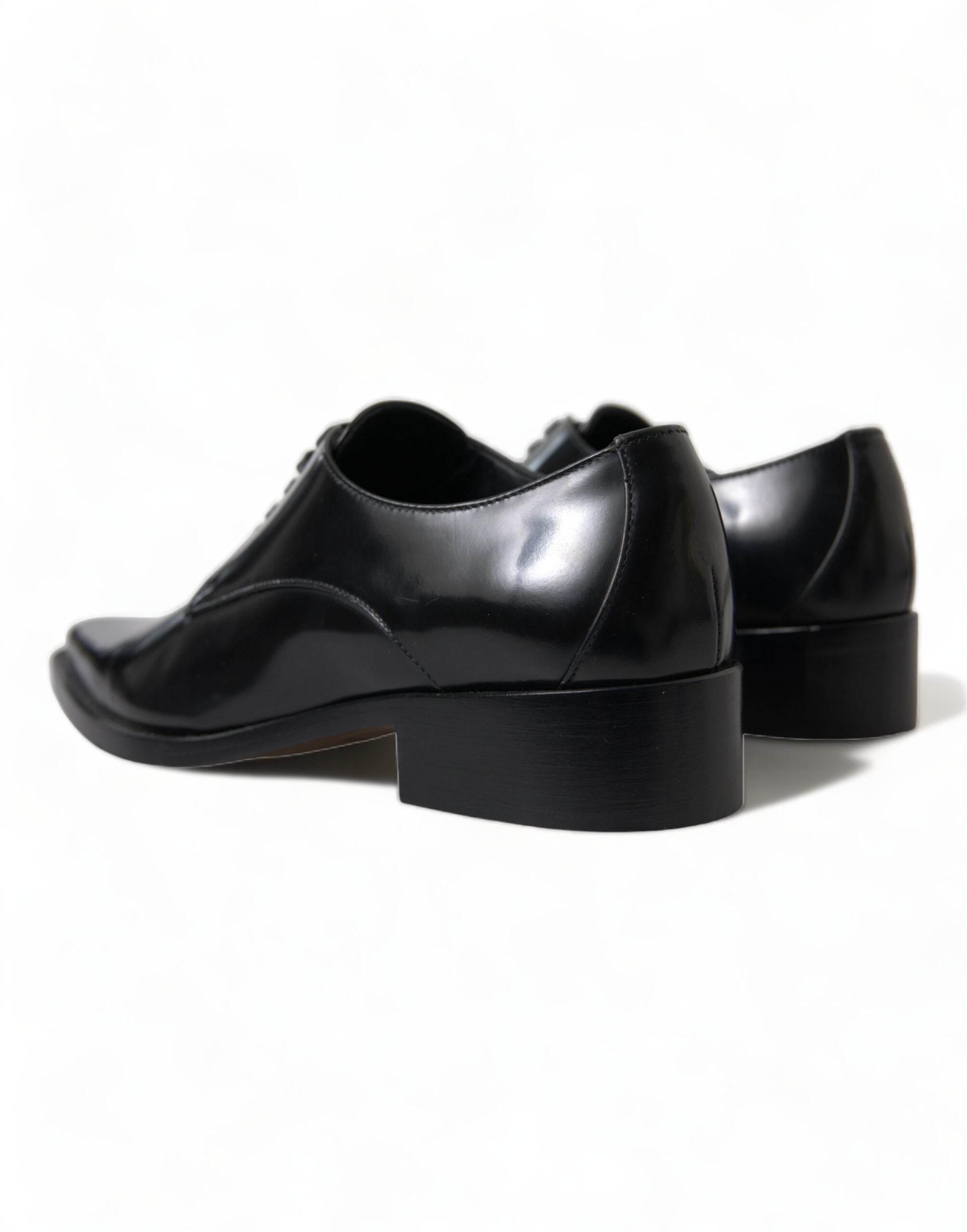 Dolce & Gabbana Elegant Black Leather Formal Flats - Hilstor