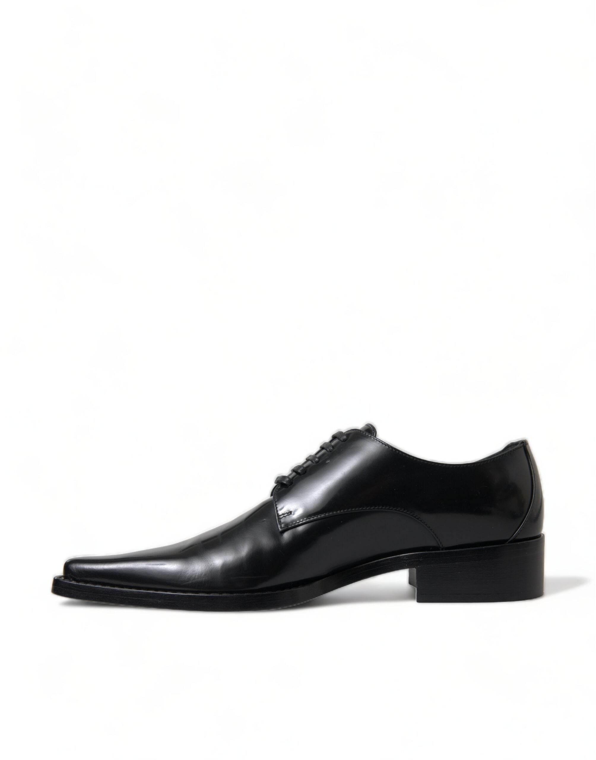 Dolce & Gabbana Elegant Black Leather Formal Flats - Hilstor