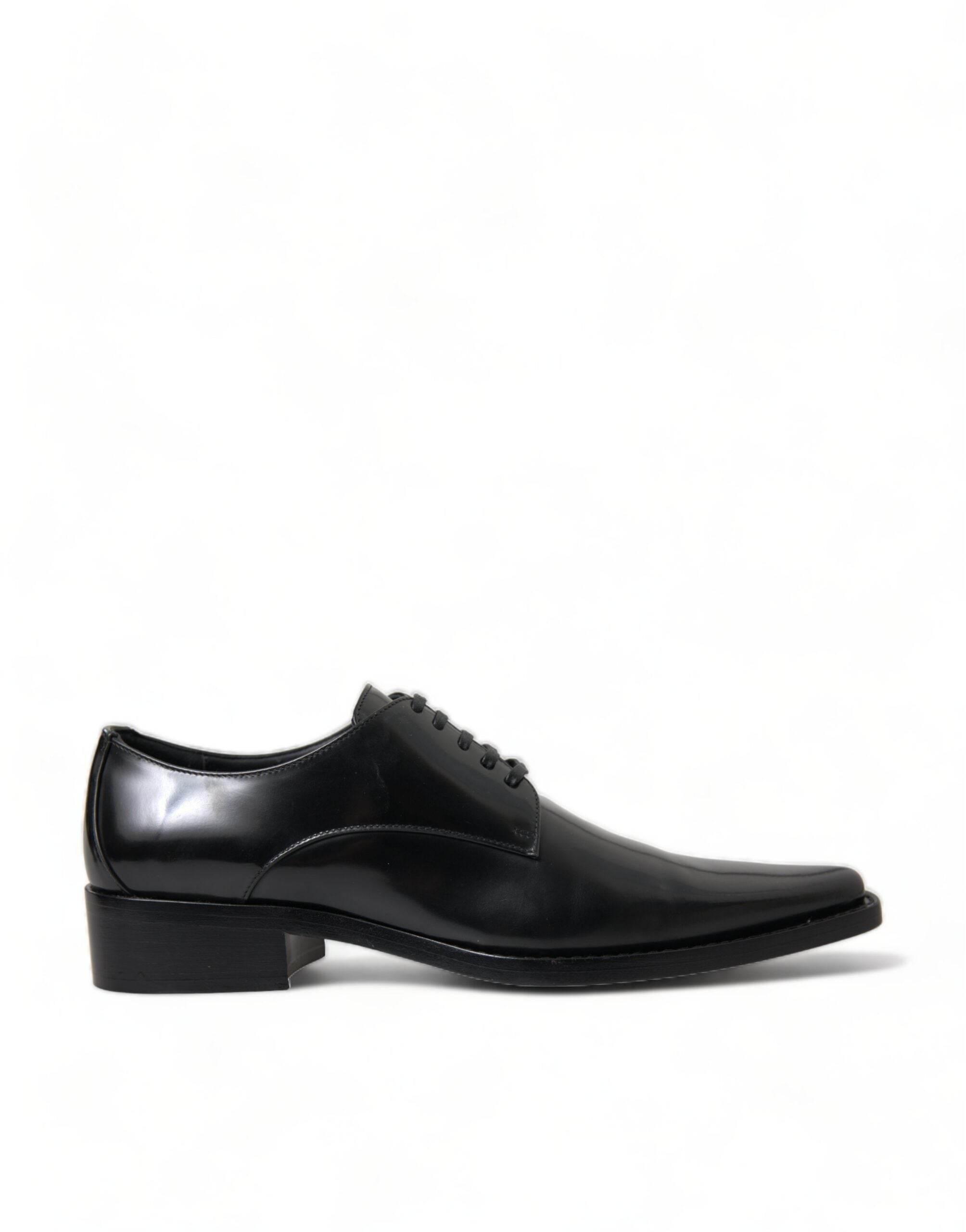 Dolce & Gabbana Elegant Black Leather Formal Flats - Hilstor
