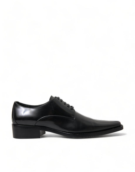 Dolce & Gabbana Elegant Black Leather Formal Flats - Hilstor