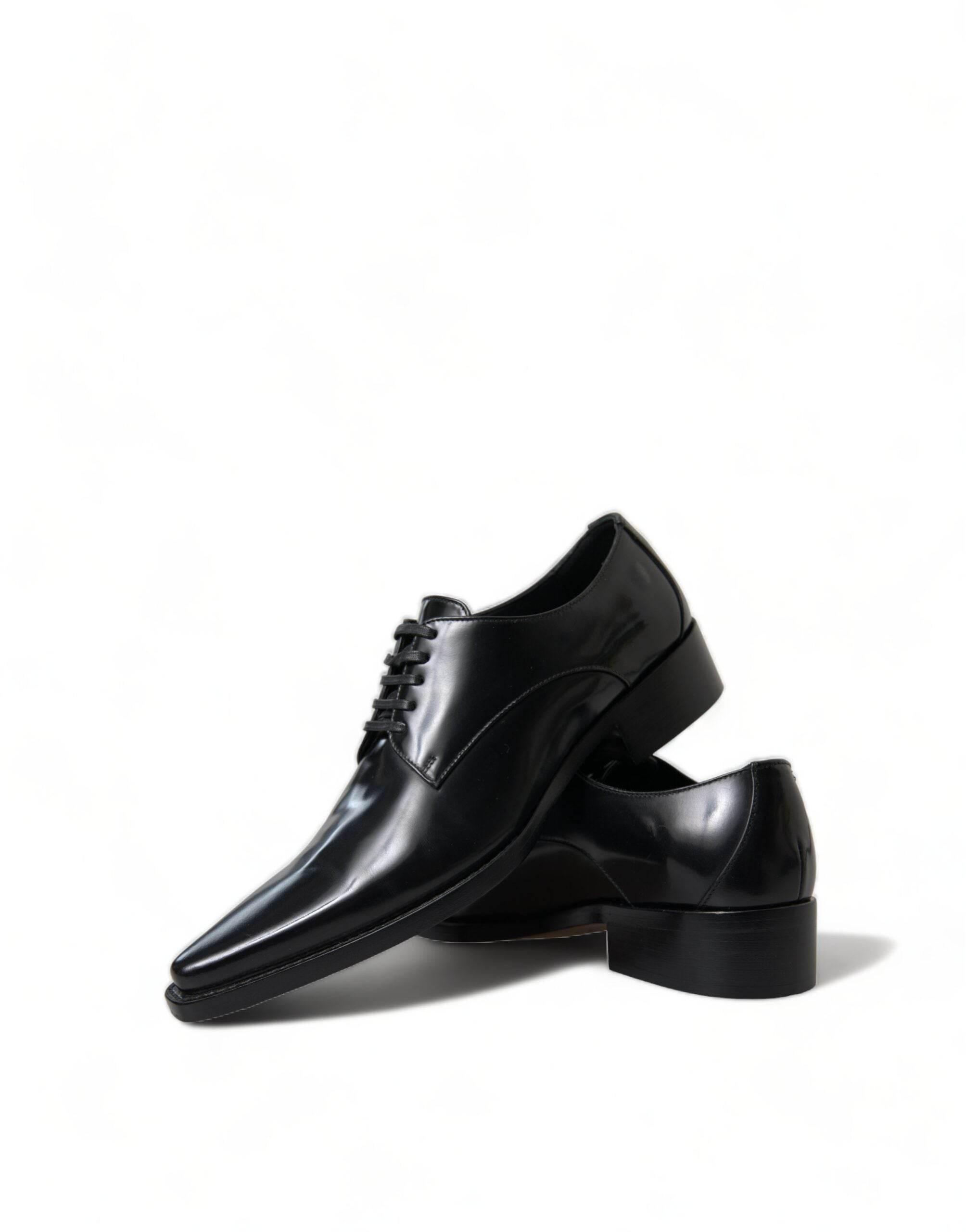 Dolce & Gabbana Elegant Black Leather Formal Flats - Hilstor