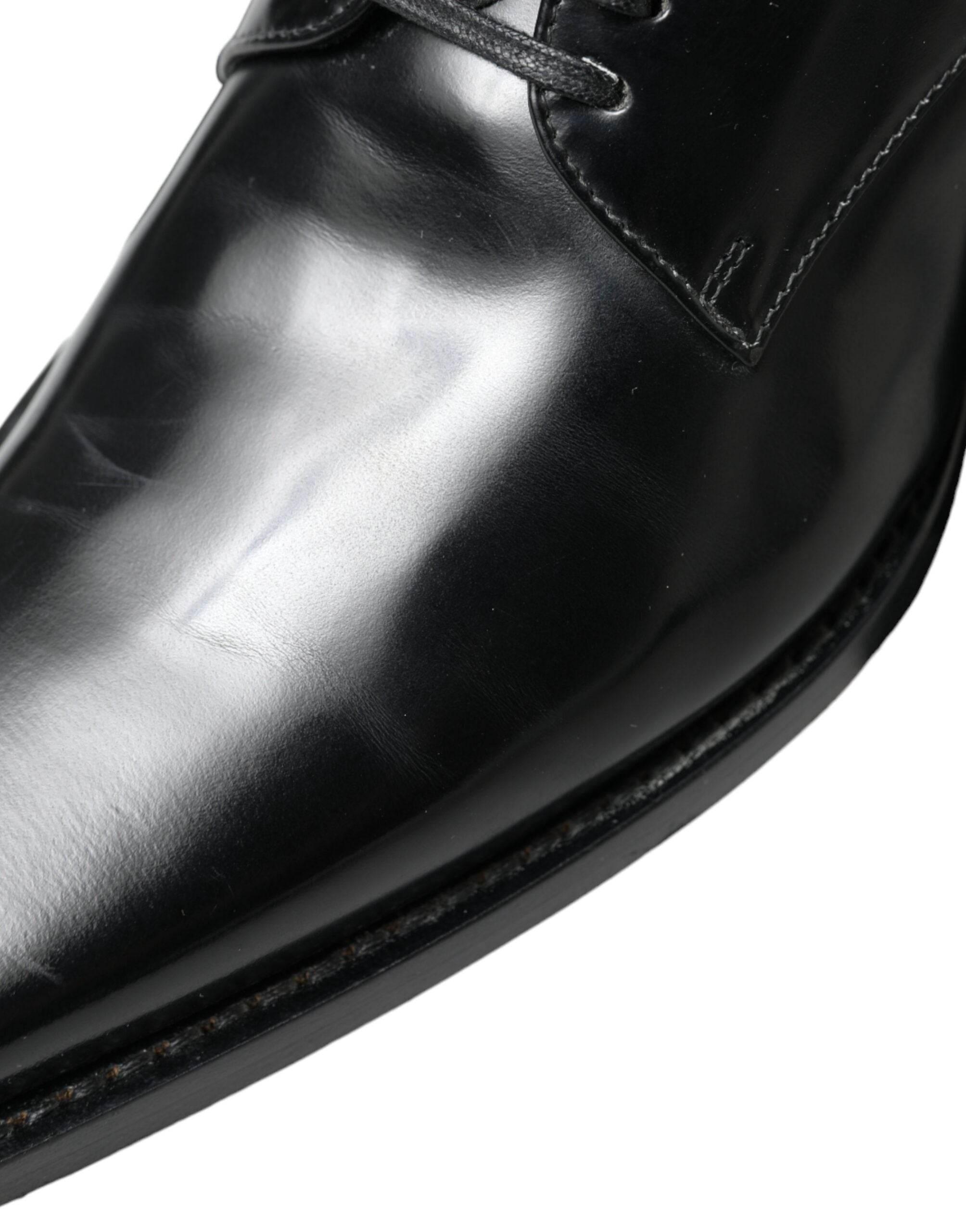 Dolce & Gabbana Elegant Black Leather Formal Flats - Hilstor