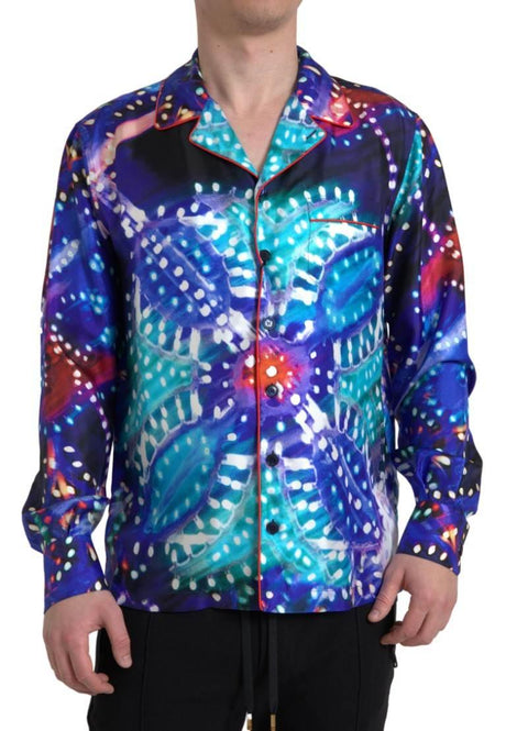 Dolce & Gabbana Psychedelic Print Silk Pajama Shirt - Hilstor