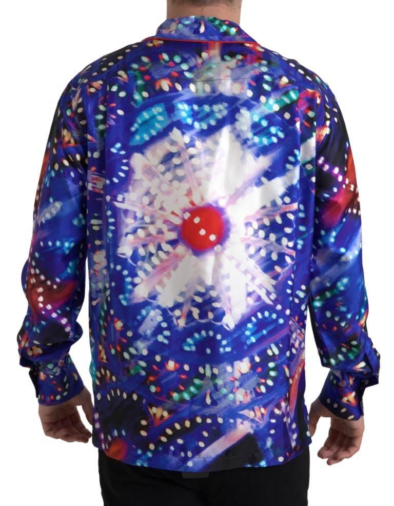 Dolce & Gabbana Psychedelic Print Silk Pajama Shirt - Hilstor