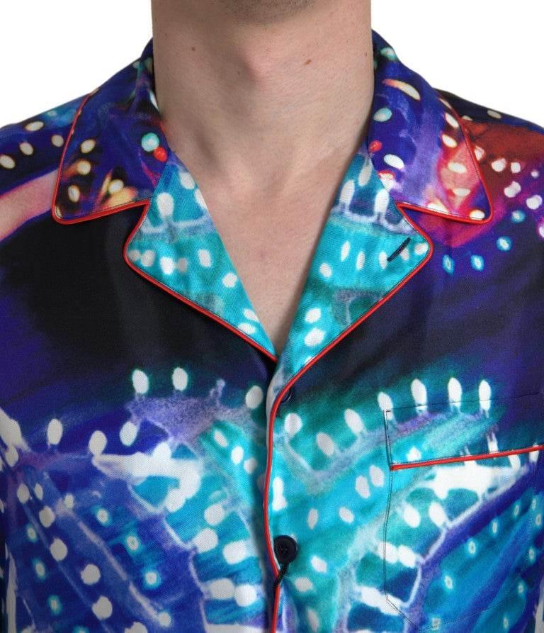 Dolce & Gabbana Psychedelic Print Silk Pajama Shirt - Hilstor