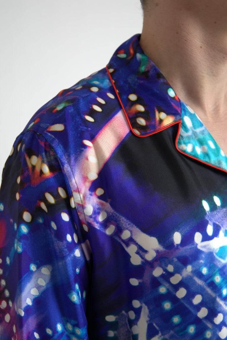 Dolce & Gabbana Psychedelic Print Silk Pajama Shirt - Hilstor