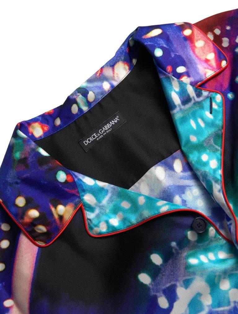 Dolce & Gabbana Psychedelic Print Silk Pajama Shirt - Hilstor