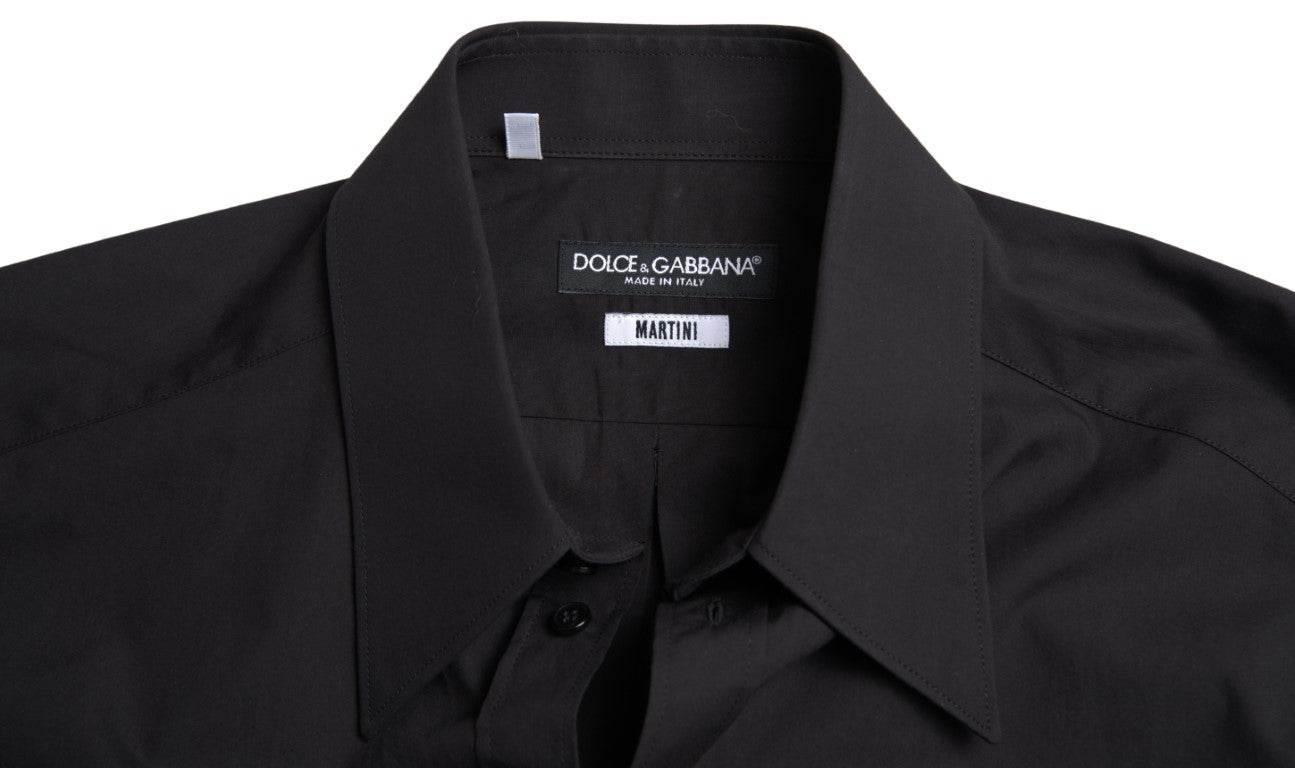 Dolce & Gabbana Black Cotton Men Long Sleeves MARTINI Shirt - Hilstor