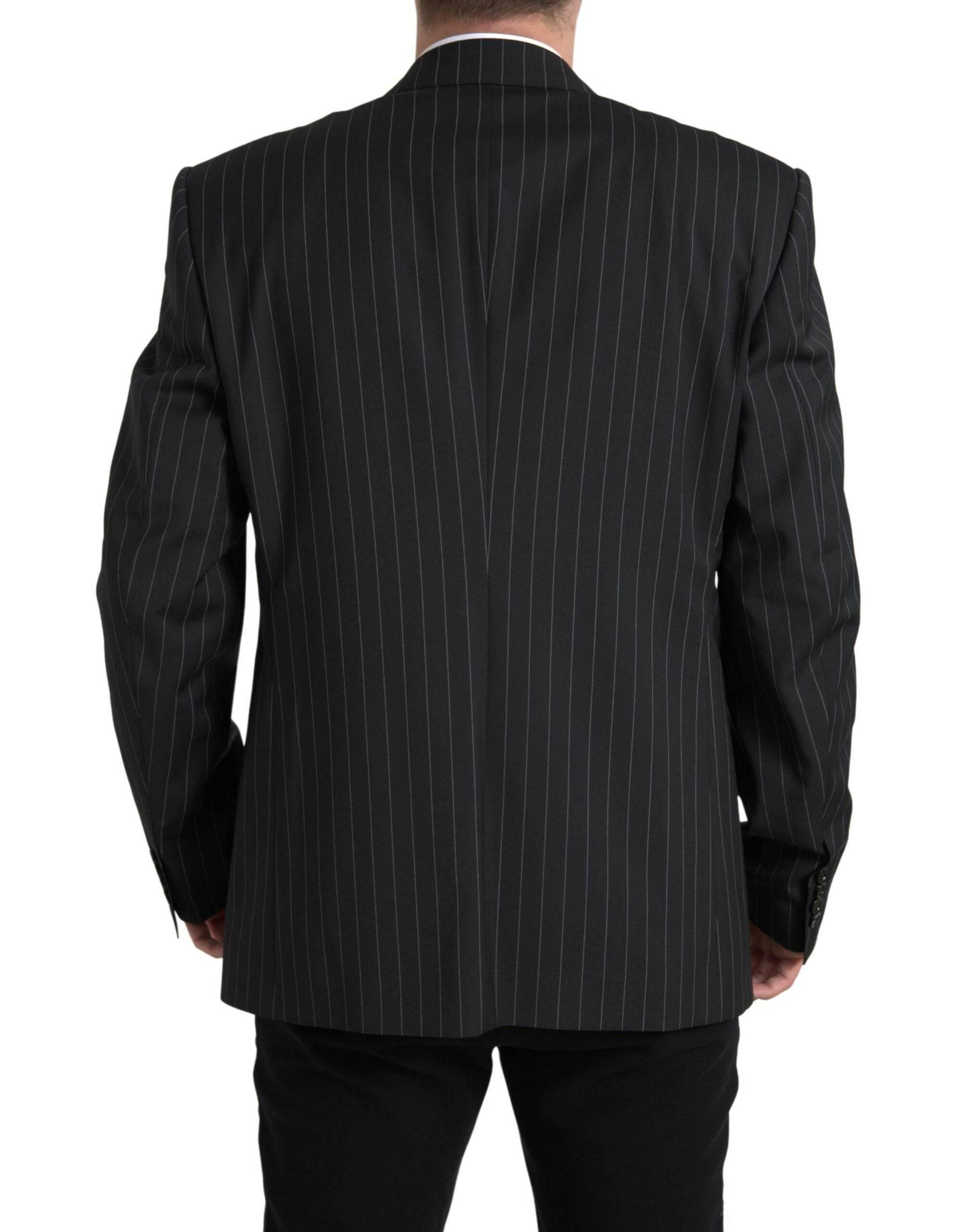 Dolce & Gabbana Black Stripe Single Breasted SICILIA Blazer - Hilstor