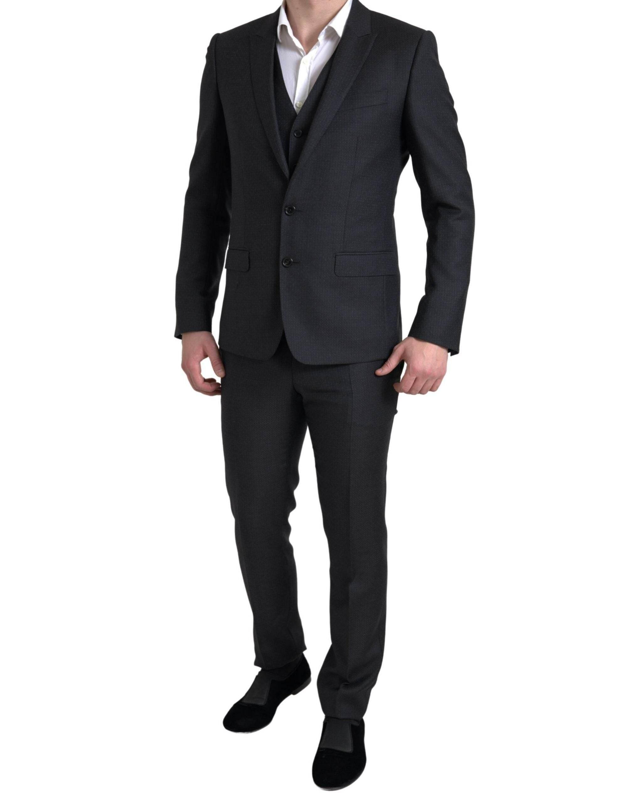 Dolce & Gabbana Black 3 Piece Single Breasted MARTINI Suit - Hilstor