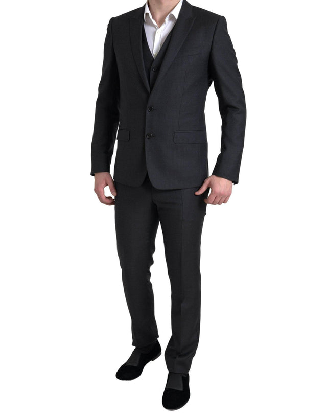 Dolce & Gabbana Black 3 Piece Single Breasted MARTINI Suit - Hilstor