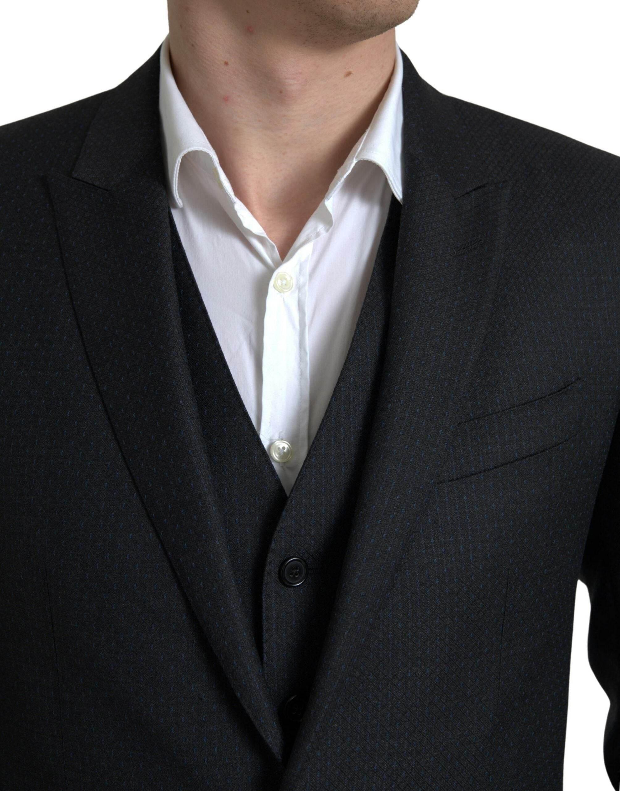 Dolce & Gabbana Black 3 Piece Single Breasted MARTINI Suit - Hilstor