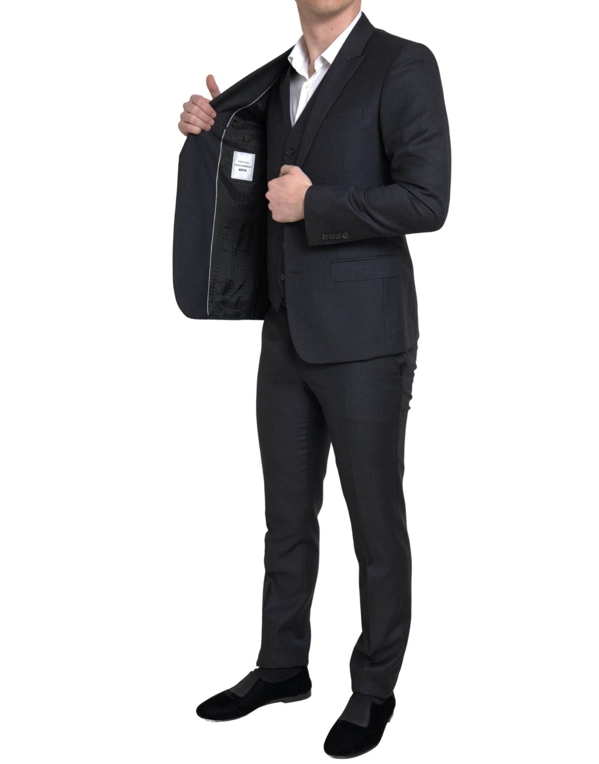 Dolce & Gabbana Black 3 Piece Single Breasted MARTINI Suit - Hilstor