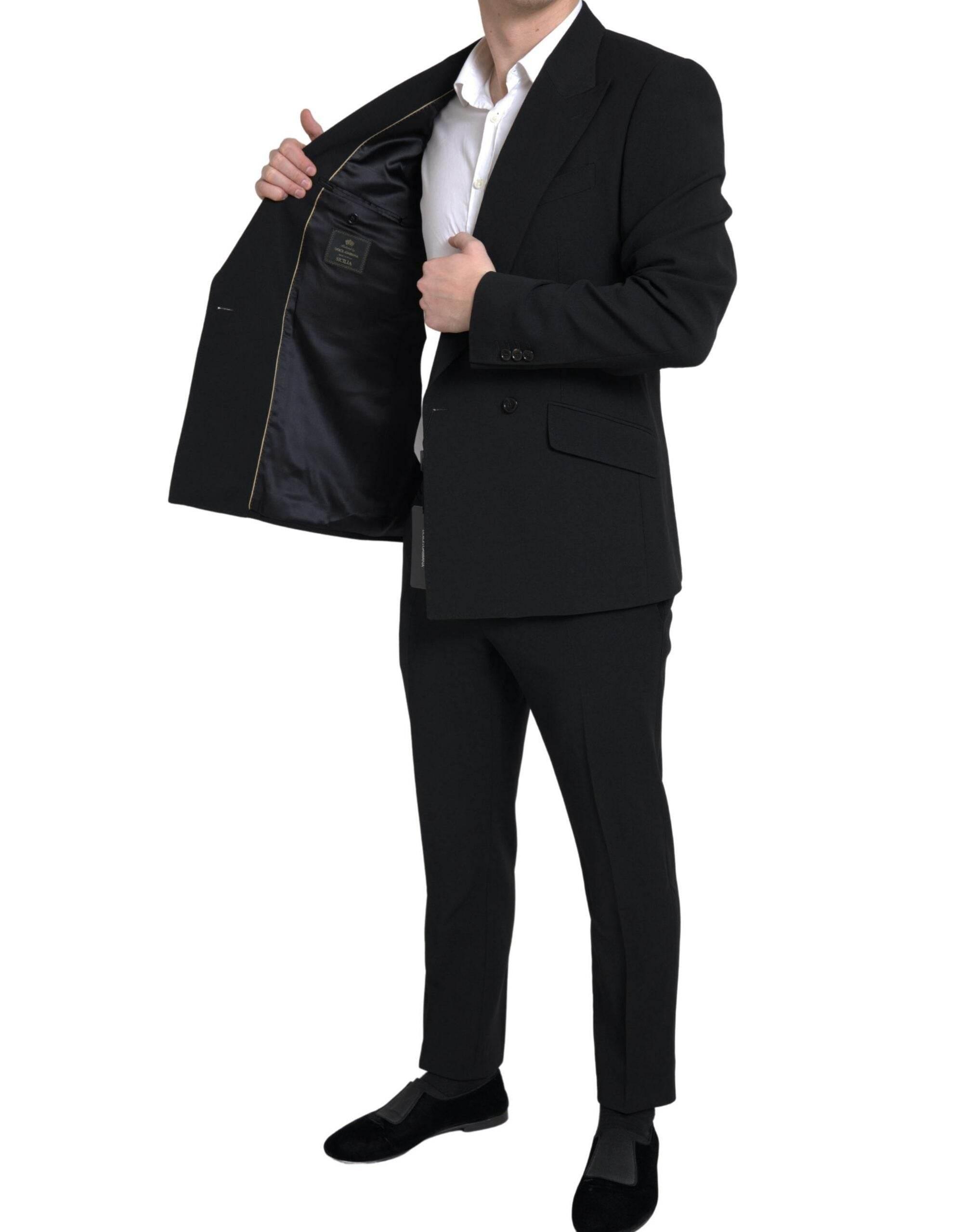 Dolce & Gabbana Black 2 Piece Double Breasted SICILIA Suit - Hilstor
