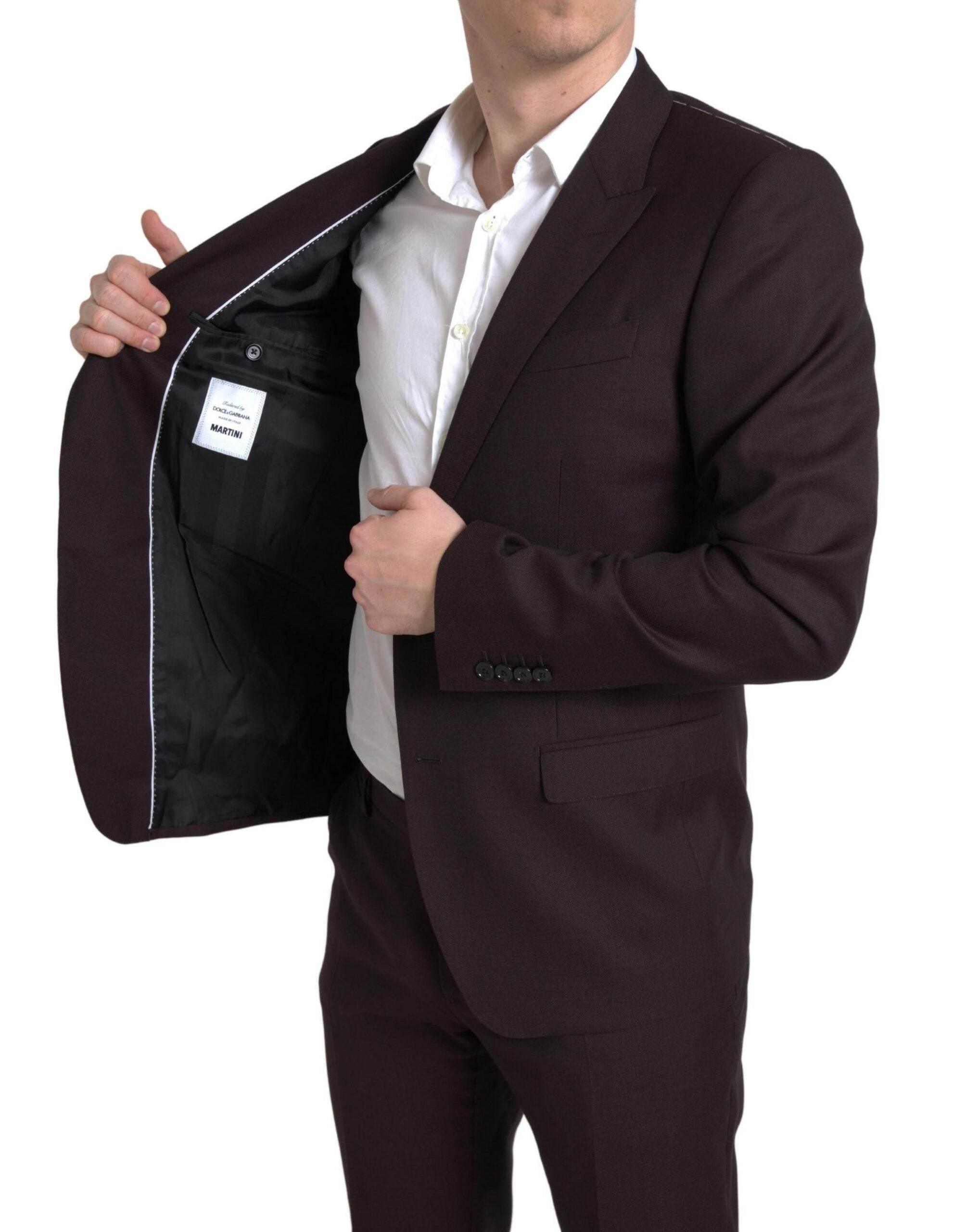 Dolce & Gabbana Maroon 2 Piece Single Breasted MARTINI Suit - Hilstor