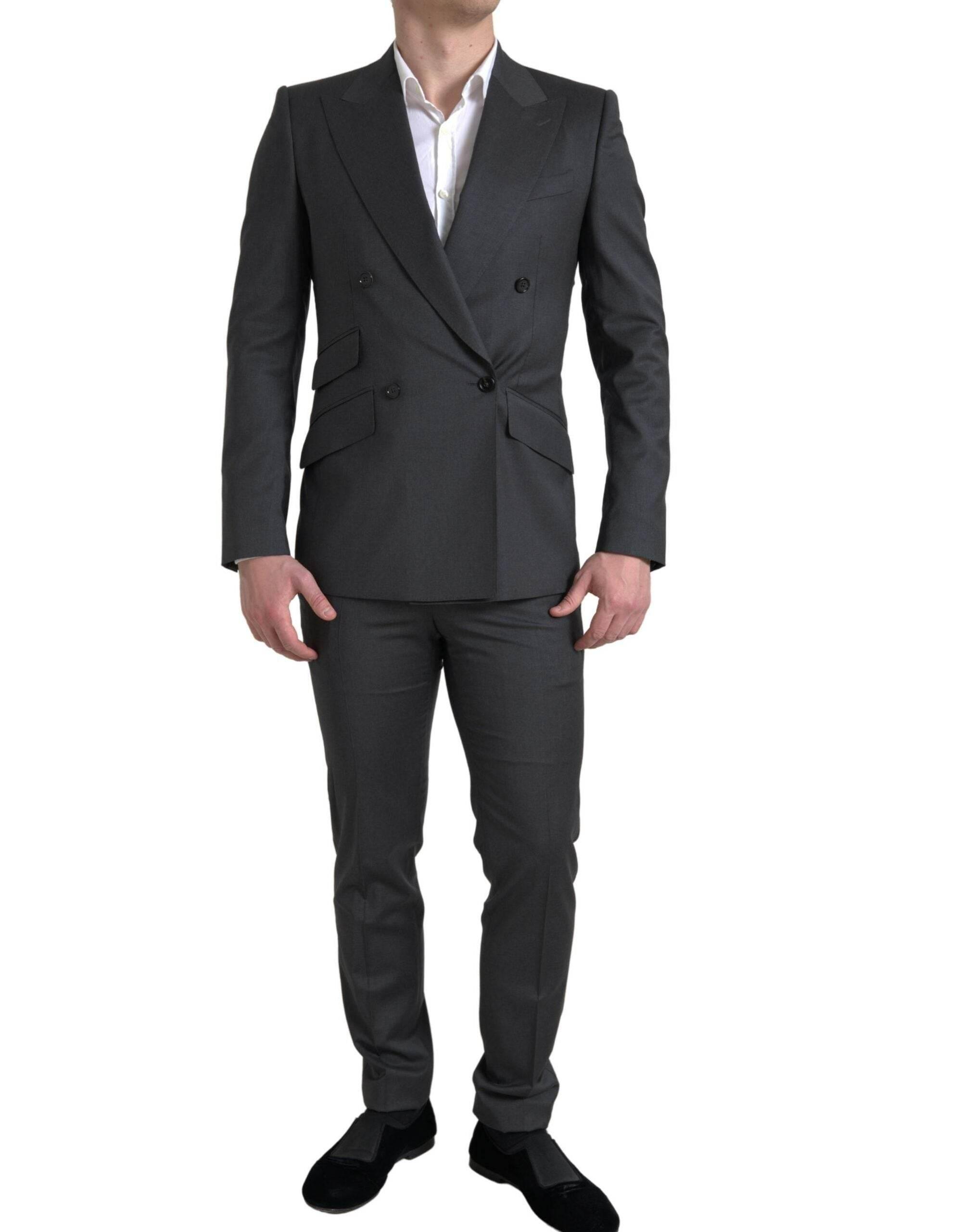 Dolce & Gabbana Gray 2 Piece Double Breasted SICILIA Suit - Hilstor