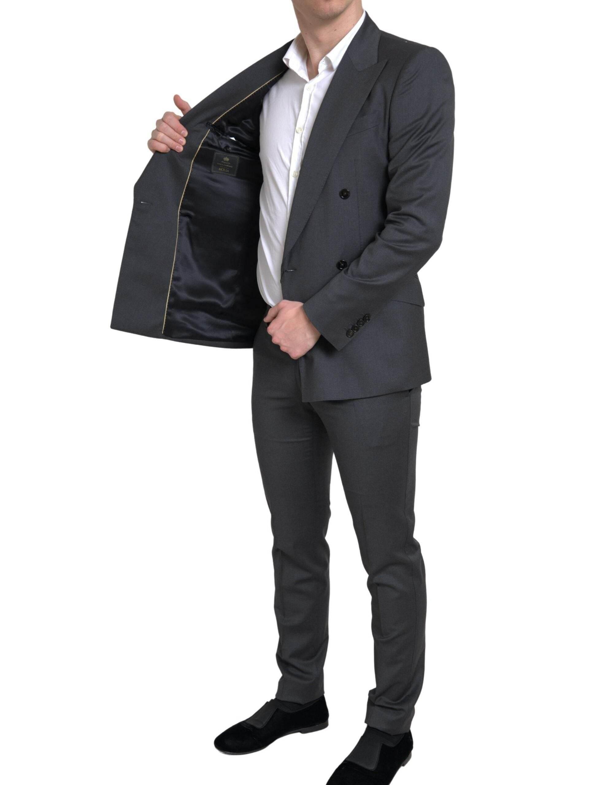 Dolce & Gabbana Gray 2 Piece Double Breasted SICILIA Suit - Hilstor