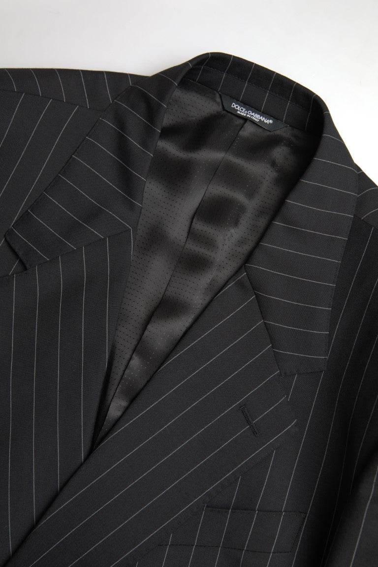 Dolce & Gabbana Black Stripe Single Breasted SICILIA Blazer - Hilstor