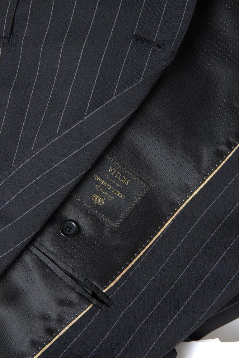Dolce & Gabbana Black Stripe Single Breasted SICILIA Blazer - Hilstor