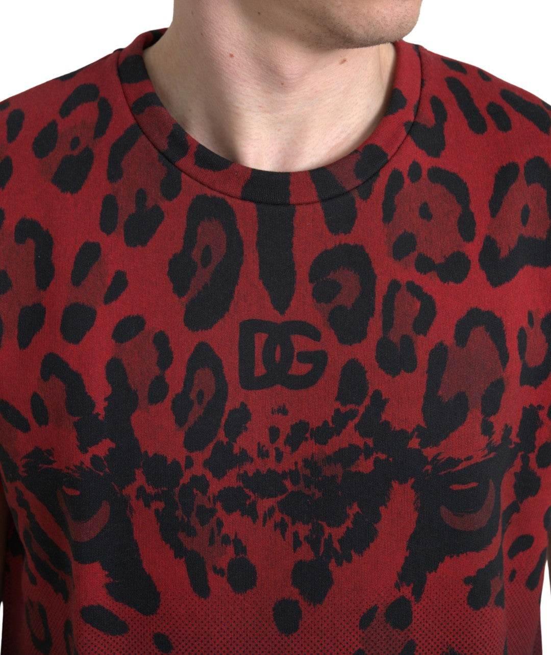 Dolce & Gabbana Red Leopard Print Cotton Tank Top - Hilstor