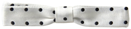 Dolce & Gabbana White Silk Polka Dot Adjustable Neck Men Bow Tie - Hilstor