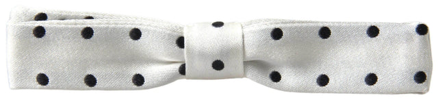 Dolce & Gabbana White Silk Polka Dot Adjustable Neck Men Bow Tie - Hilstor