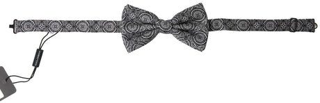Dolce & Gabbana Black White Pattern Adjustable Neck Papillon Bow Tie - Hilstor