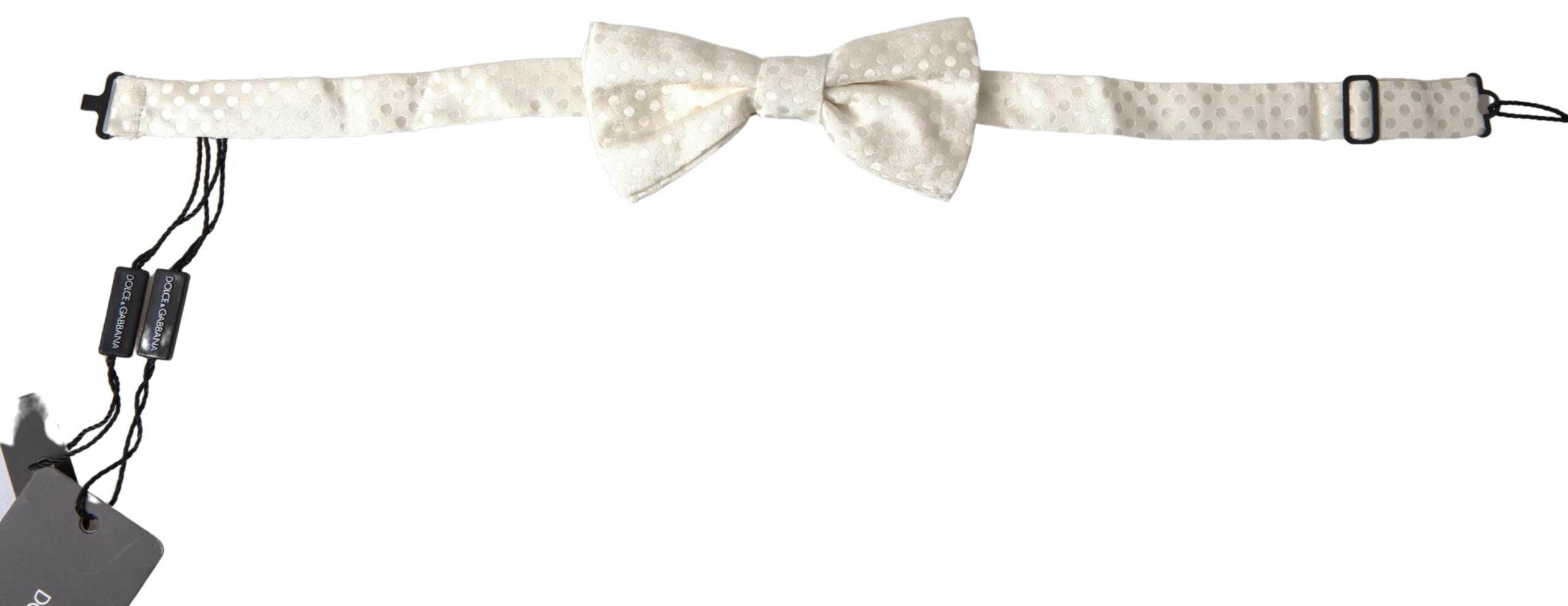 Dolce & Gabbana Ivory Fantasy Pattern Adjustable Neck Papillon Bow Tie - Hilstor
