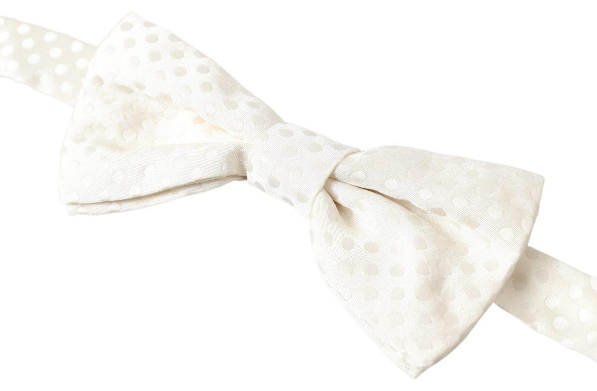 Dolce & Gabbana Ivory Fantasy Pattern Adjustable Neck Papillon Bow Tie - Hilstor