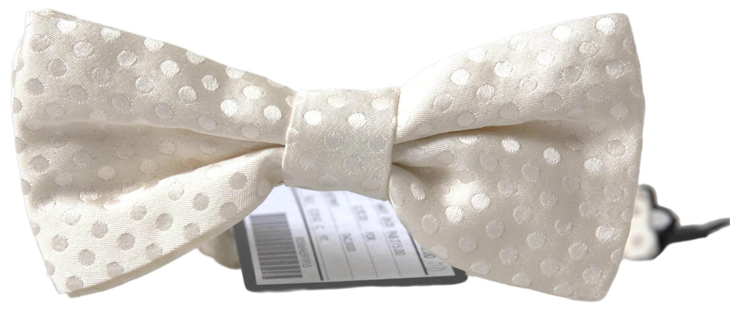 Dolce & Gabbana Ivory Fantasy Pattern Adjustable Neck Papillon Bow Tie - Hilstor