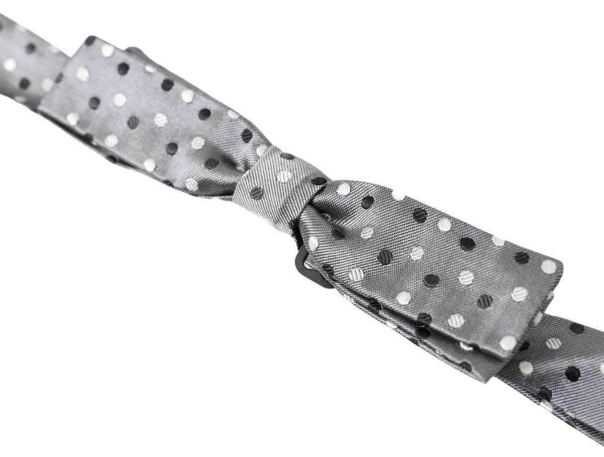 Dolce & Gabbana Gray Polka Dot Silk Adjustable Men Neck Papillon Bow Tie - Hilstor