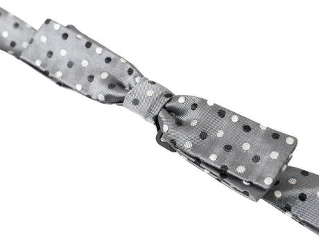 Dolce & Gabbana Gray Polka Dot Silk Adjustable Men Neck Papillon Bow Tie - Hilstor