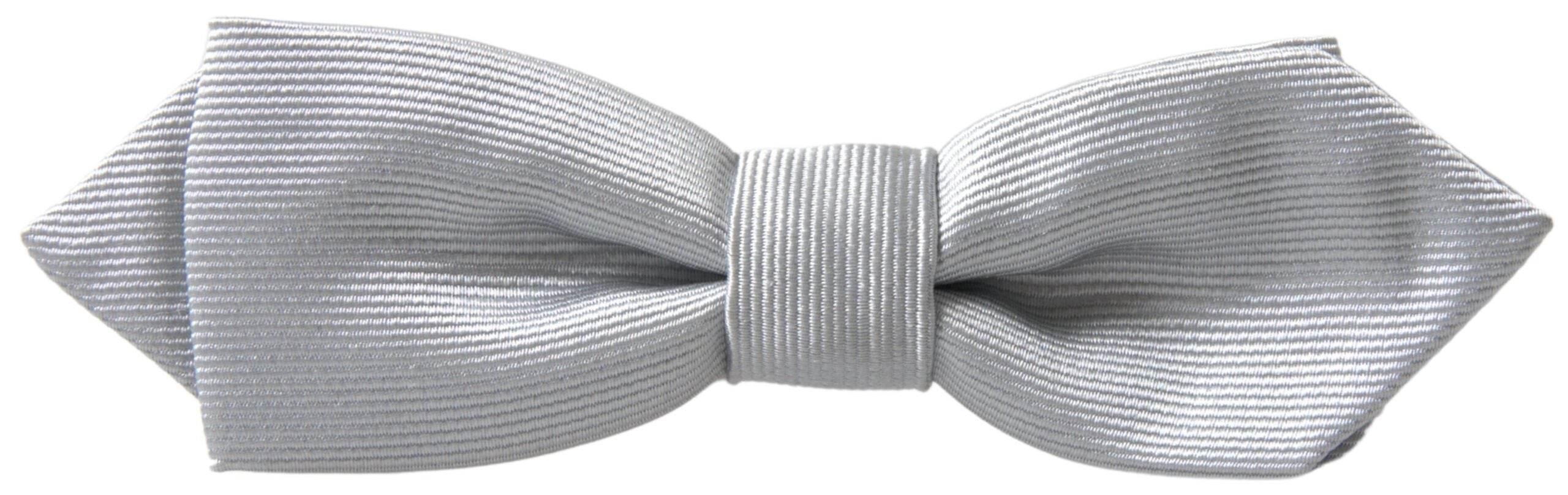 Dolce & Gabbana Gray Silk Adjustable Men Neck Papillon Bow Tie - Hilstor