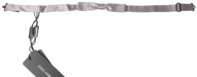 Dolce & Gabbana Gray Dotted Silk Adjustable Men Neck Papillon Bow Tie - Hilstor