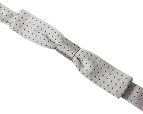 Dolce & Gabbana Gray Dotted Silk Adjustable Men Neck Papillon Bow Tie - Hilstor