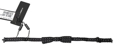 Dolce & Gabbana Black Polka Dot Silk Adjustable Men Neck Papillon Bow Tie - Hilstor