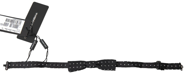 Dolce & Gabbana Black Polka Dot Silk Adjustable Men Neck Papillon Bow Tie - Hilstor