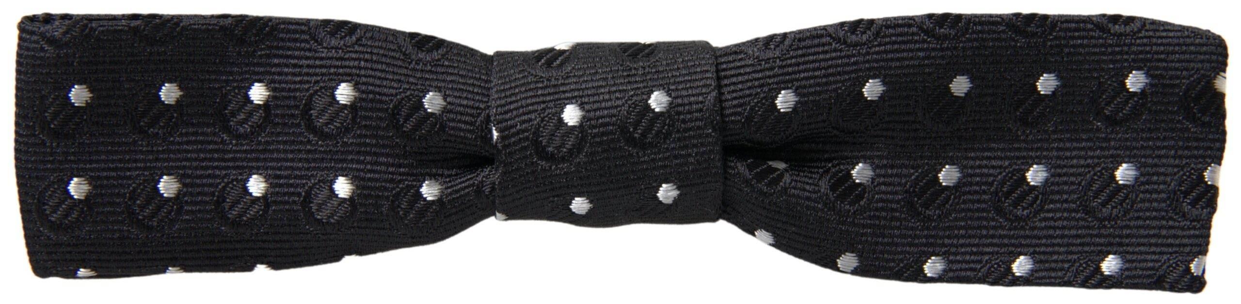 Dolce & Gabbana Black Polka Dot Silk Adjustable Men Neck Papillon Bow Tie - Hilstor