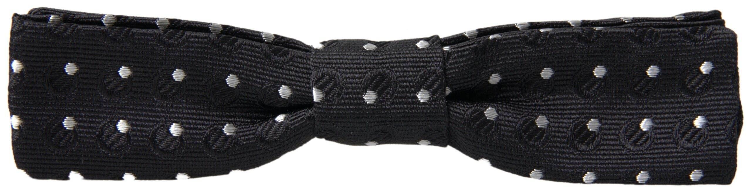 Dolce & Gabbana Black Polka Dot Silk Adjustable Men Neck Papillon Bow Tie - Hilstor