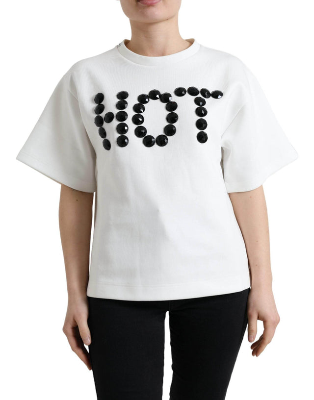 Dolce & Gabbana Embellished Crew Neck Fashion Tee - Hilstor
