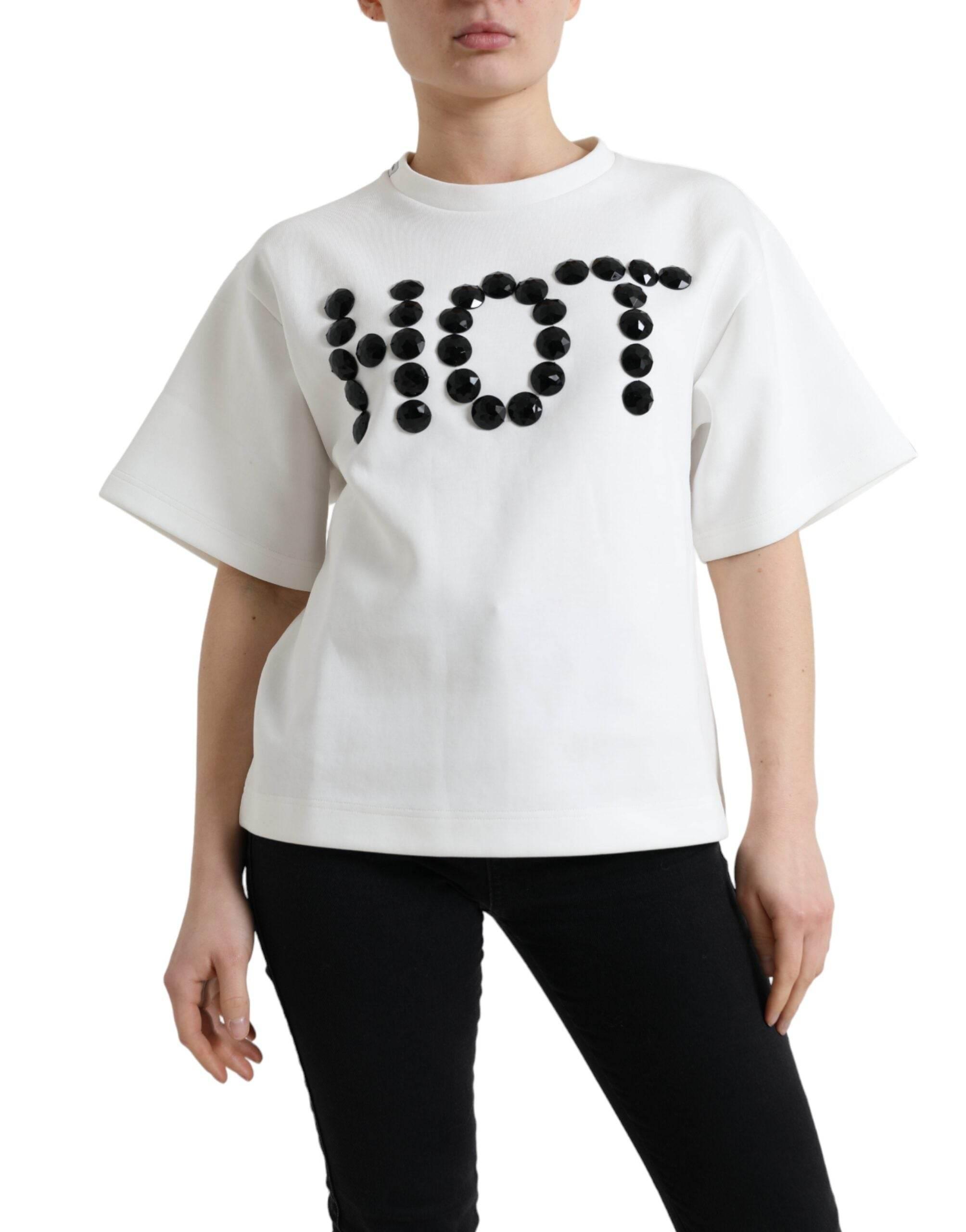Dolce & Gabbana Embellished Crew Neck Fashion Tee - Hilstor