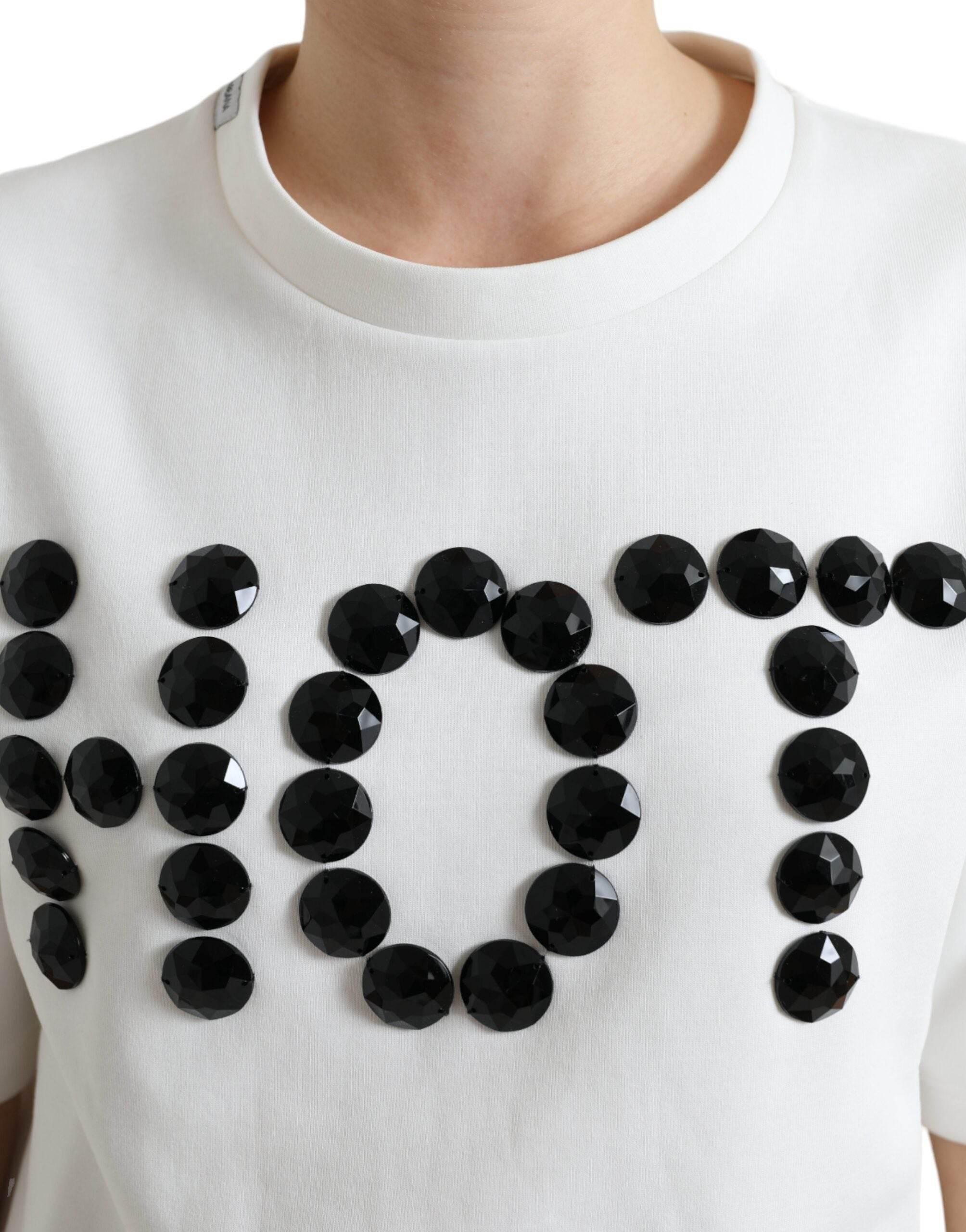 Dolce & Gabbana Embellished Crew Neck Fashion Tee - Hilstor