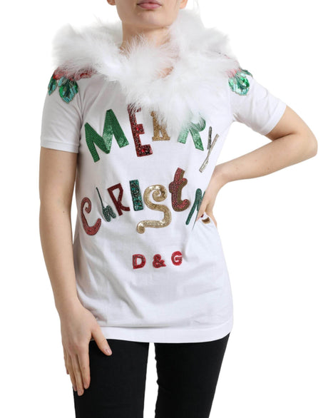 Dolce & Gabbana Elegant Sequin Embellished Cotton Tee - Hilstor