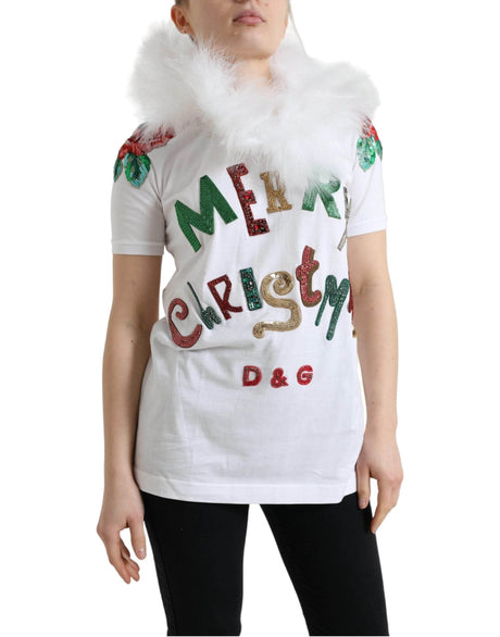 Dolce & Gabbana Elegant Sequin Embellished Cotton Tee - Hilstor