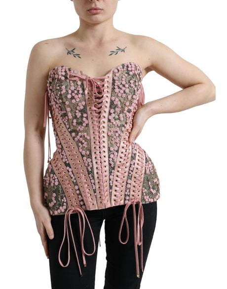 Dolce & Gabbana Silken Nylon Bustier Corset Top in Pink - Hilstor