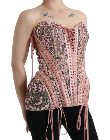 Dolce & Gabbana Silken Nylon Bustier Corset Top in Pink - Hilstor